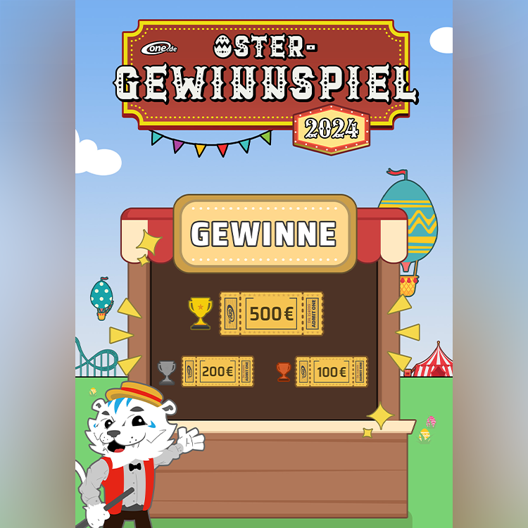 Mockup Webdesign Oster-Gewinnspiel 2024 für ONE.de